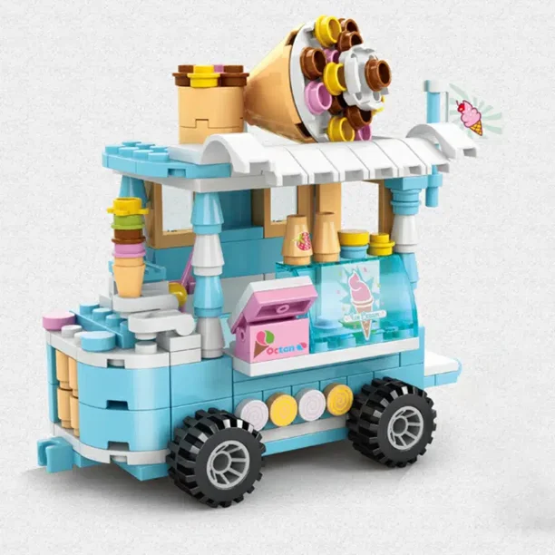 Small Particles City Street View Series, Takeaway Car Food Truck Tricycle Auto Retail Store Vehicle Building Blocks, Bricks Model Toys For Girl 6+8613-3Nosize Gao Jinjia unisex