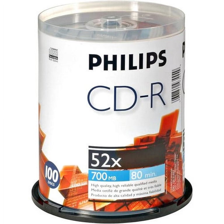 Philips CDR80D52N/650 700MB 52x CD-Rs, 100-ct Cake Box Spindle