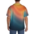 thumbnail image 3 of Haiem yellow orange and teal Pattern Men's Casual Shirts Short Sleeve Button Down Shirts Fashion Textured Summer Beach Shirt-4X-Large, 3 of 5