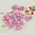 thumbnail image 4 of Kids Girls Rash Guard Swimsuit Romper Flamingo/Flower Print Zipper Long Sleeve Sun Protection Bathing Suit with Headwear, 4 of 7