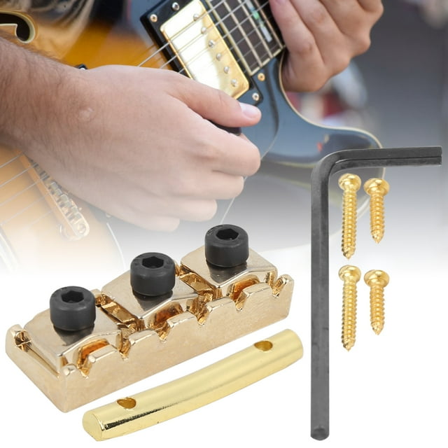Electric Guitar String Lock Nut, with Headstock String Retainer Bar Screw Hex Wrench Replacement, 3 Color Options