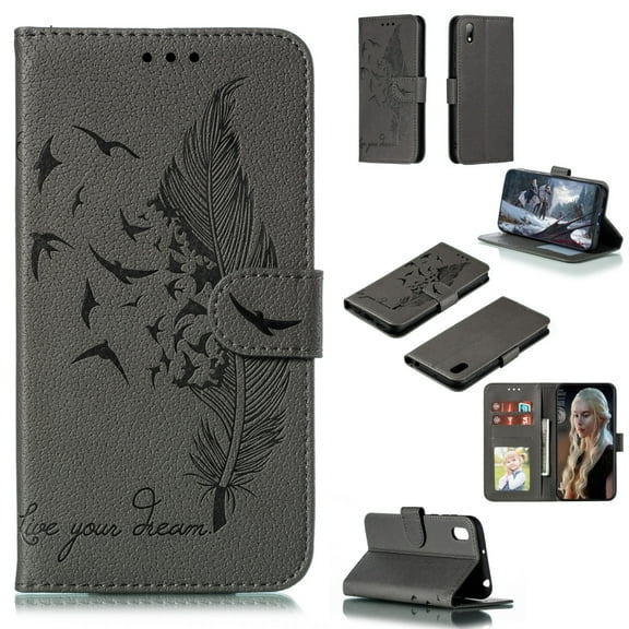 Feather Pattern Litchi Texture Horizontal Flip Leather Case with Wallet & Holder & Card Slots