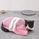 thumbnail image 5 of Bolsa de baño para gatos, transpirable, ajustable, de malla, con asa, para baño, inyección y corte de uñas, color rosa y blanco., 5 of 12