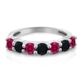 thumbnail image 2 of Gem Stone King 1.39 Ct Round Red Created Ruby Black Onyx 925 Sterling Silver Ring, 2 of 4