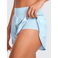 thumbnail image 3 of Shorts CRZ YOGA de tiro alto con abertura lateral y costura interna de 7.5 cm azul, 3 of 4