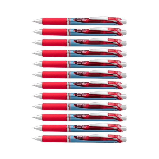Bolígrafo Retráctil de Gel Pentel EnerGel Deluxe RTX, Rojo, Paquete de 12