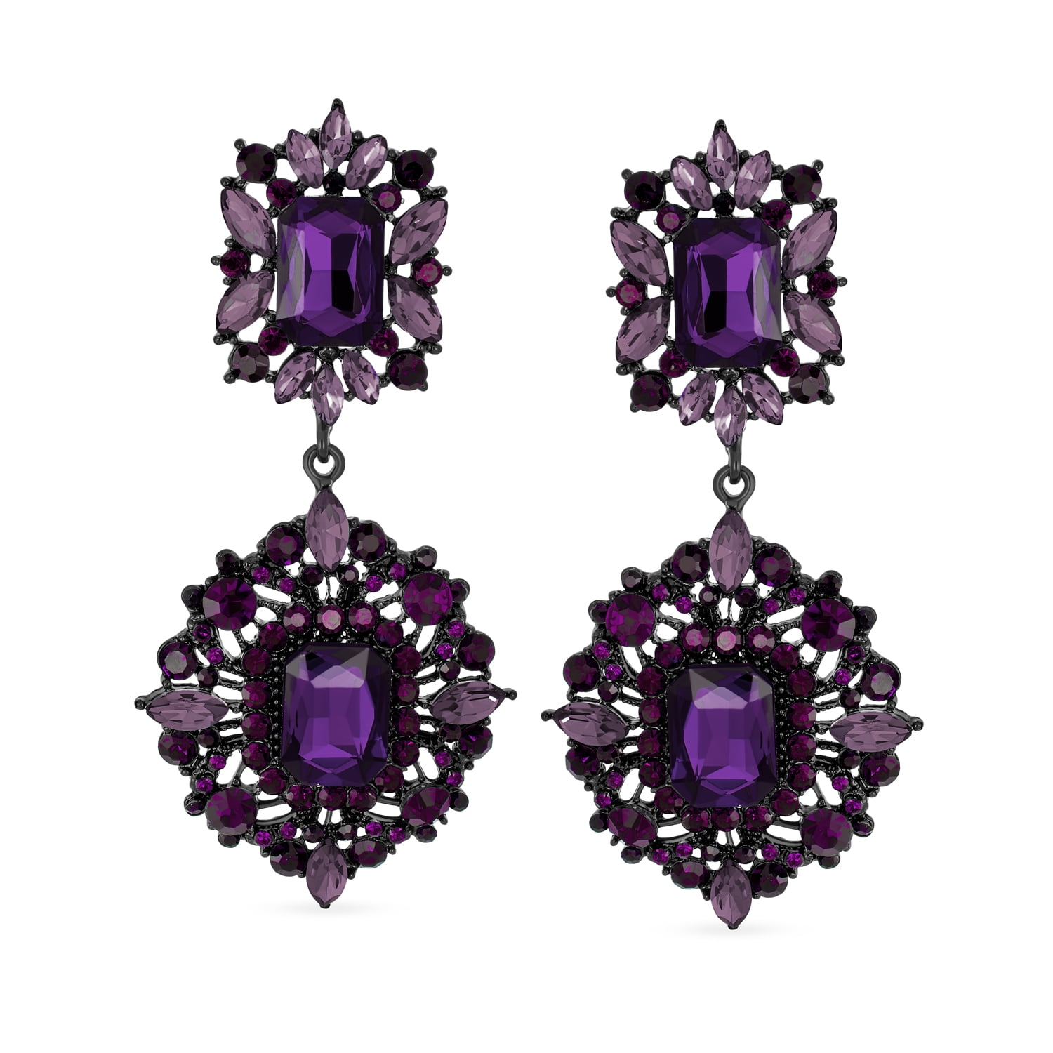 Delicate outlet Ornate Amethyst Dangle Earrings, Cut Work Design, Faceted Stones, Sparkly Purple Stones,Traditional Style, Vintage Jewelry/Women