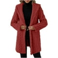 thumbnail image 1 of Vestes à Manches Longues Amples pour Femmes Rouges, Ensembles de Chandails à Capuchon pour Femmes, Col en V, Détente, Thermique, Duveteux, Cardigan à Capuche Uni, Vestes d'Hiver et d'Automne 2025, Vêtements S, 1 of 8