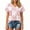 Light pink, variant on Breast Cancer V-Neck Shirt For Women Short Sleeve Breast Cancer Awareness T-Shirt Pink Ribbon Graphic Awareness Print Tee