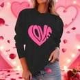 thumbnail image 5 of Enjoytime Valentine Sweatshirt for Women Lover Heart Printed Long Sleeve Tops Lightweight Fashion Casual Crew Neck Sweatshirts Black L, 5 of 8