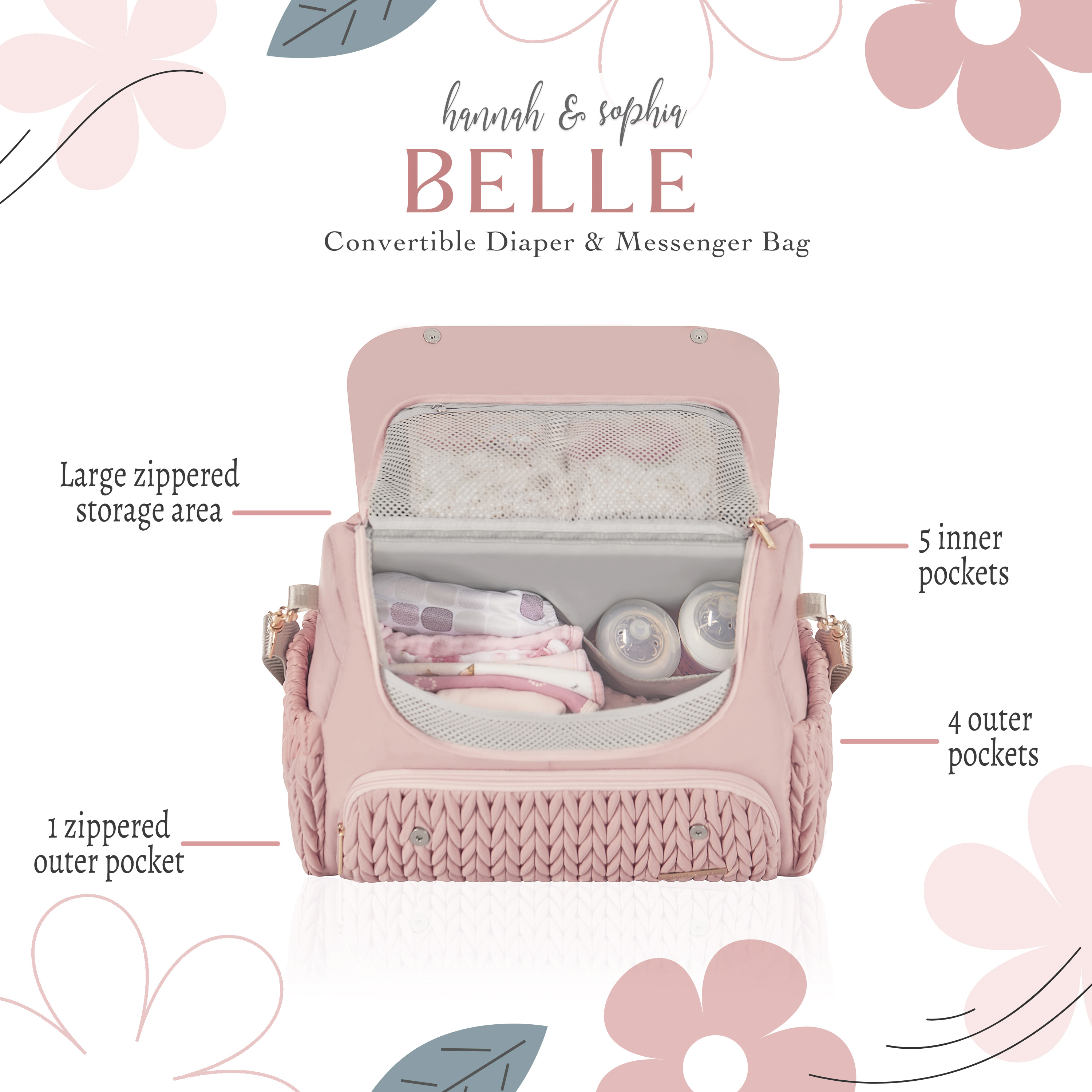 Hannah & Sophia Belle Convertible Diaper Backpack photo 2