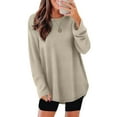 thumbnail image 2 of Winter Clothing for Women Fashion Solid Blouses Long Sleeve Round Neck Casual Fall Trendy Knit Top Clothing Casual Fall Fashion Tops Loose Fit Lightweight Girls Outfits Clothes, 2 of 9