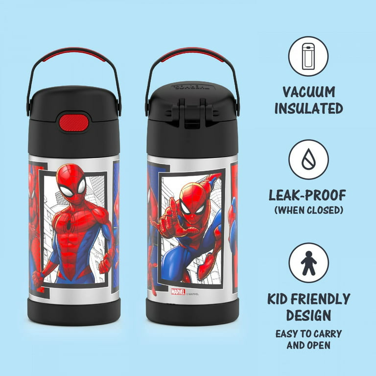 Thermos Spiderman Stainless Steel Commuter Bottle, Red-Blue, 16oz
