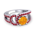 thumbnail image 3 of 2.50 Carat Round Cut Citrine & Red Ruby Gemstone New Wedding Ring for Women Solid 18K White Gold Size 10.5 by Diamond-Capitals, 3 of 8