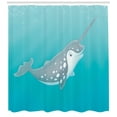 thumbnail image 3 of Ambesonne Narwhal Shower Curtain, Cartoon Mammal Drawing, 69"Wx84"L, Seafoam Grey White, 3 of 3