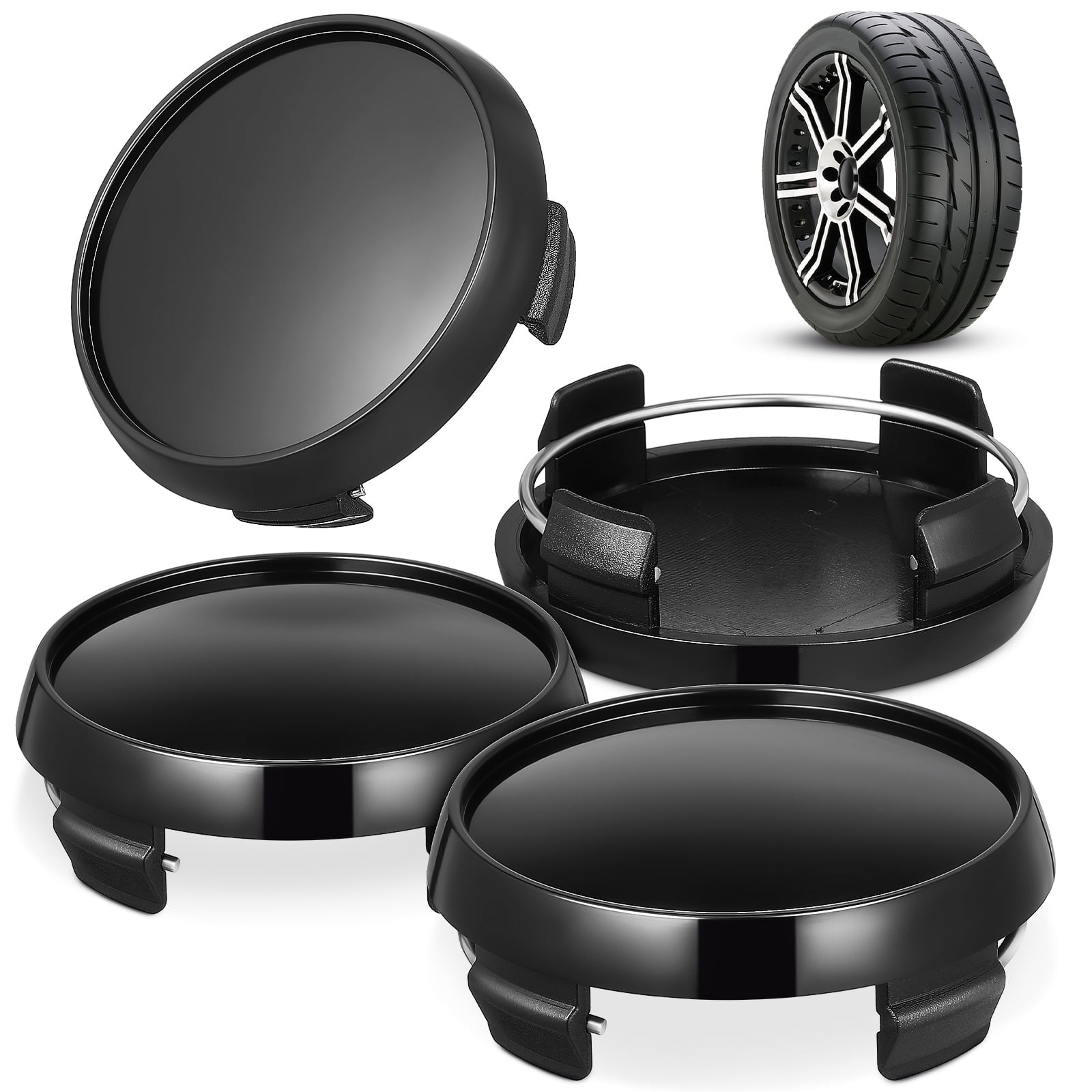 Set of 4 for Lexus Wheel Center Caps, 62mm(2.44inch) Black Center