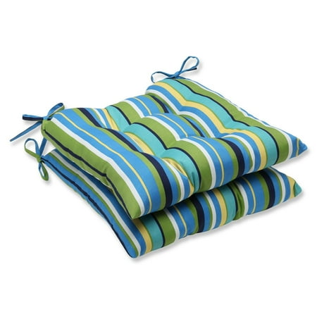 Set Of 2 Blue And Green Striped Patio Chair Cushions 19 Walmart Com