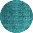 thumbnail image 1 of Ahgly Company Machine Washable Indoor Round Oriental Turquoise Blue Industrial Area Rugs, 3' Round, 1 of 4