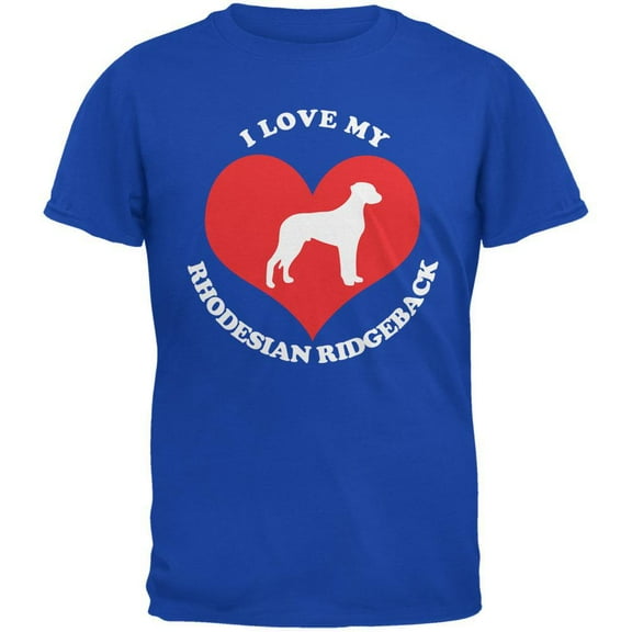 Valentines I Love My Rhodesian Ridgeback Royal Adult T-Shirt - 2X-Large