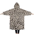 thumbnail image 2 of Oversized Wearable Blanket Hoodie,Black and Tan Leopard Print Sherpa Blanket Hoodie with Super Pockets,Super Warm Fuzzy Pullover for Women & Men, 2 of 6
