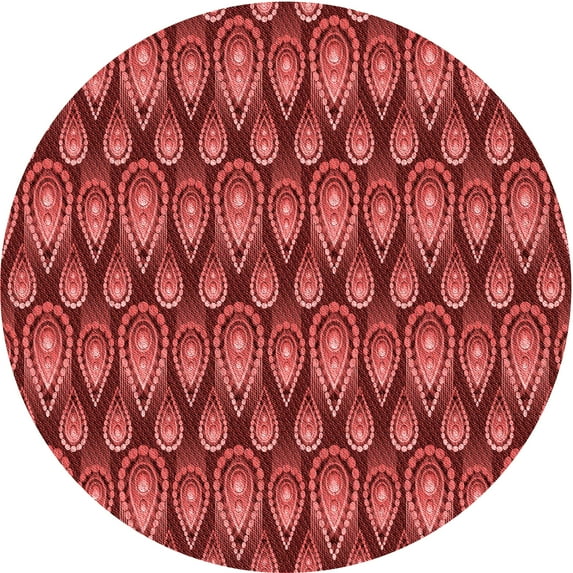 Ahgly Company Machine Washable Indoor Round Transitional Red Area Rugs, 8' Round