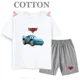 thumbnail image 3 of Conjunto de camiseta y pantalones cortos de verano para niños, camiseta de algodón de manga corta con dibujos de coches y pantalones, conjunto de 2 piezas, ropa para niñas y niños, conjunto para bebés, 3 of 5