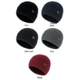 thumbnail image 5 of 2022 Autumn And Winter New Hat Warm Knit Plus Velvet Padded With Standard Solid Color Stripes Outdoor Travel Ear Protection Hat Navy Blue, 5 of 5