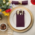 thumbnail image 2 of BloominGoods Colored Paper Disposable Dinner Napkins with Flatware Pocket, Plum 50-Pack, 2 of 9