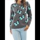 thumbnail image 2 of Suéteres de Punto con Estampado de Mariposas para Mujer, Informales, de Larga y Cuello Redondo Gris XL, 2 of 9