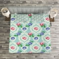 thumbnail image 3 of Ambesonne Victorian Quilted Bedspread Set 3 Pcs, Baroque Colored Roses, King Size, Multicolor, 3 of 3