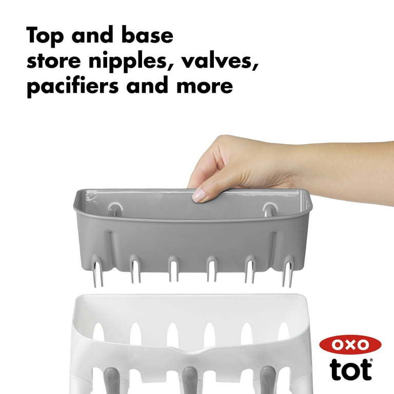 OXO Tot Baby Bottle Countertop Drying Rack with Lid Space Saving Design Gray Walmart