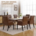 thumbnail image 6 of Leather Dining Chair with Arms, Upholstered Tufted High Back Dining Room Chairs, Accent Armchair with Solid Wood Leg and Nailhead Trim, Bright Brown, 6 of 8