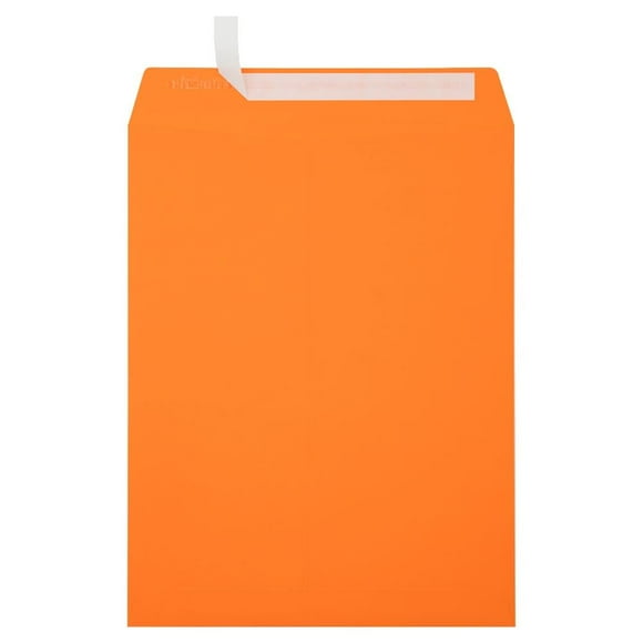 LUXPaper 10 x 13 Open End Envelopes | Peel & Press | Mandarin Orange | 80lb. Text | 500 Qty