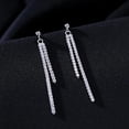 thumbnail image 5 of Sterling Silver Crystal Rhinestone Linear Drop Earrings for Women Teens CZ Long Dangle Earrings Tassel Chain Studs, 5 of 12