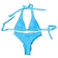 thumbnail image 4 of Gibobby Women's Two Piece Bikini Swimsuit Sexy Ribbed Triangle Top Bathing Suits String Cheeky Bikini Sets(Blue,S), 4 of 4