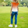 thumbnail image 4 of TEAJOPSUU Girls Flying Sleeve Shirt Gradient Color Crew Neck Tunic Top Soft Summer Blouse Casual Tees for 3-15 Years C-Orange, 4 of 4