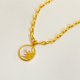 thumbnail image 1 of Collar retro tridimensional con forma de sol y luna, colgante de moneda redonda, concha de madre, joyería de acero de titanio y horno, 1 of 6