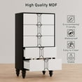 thumbnail image 4 of Modern Wooden 5 Drawer Dresser with Vintage Pattern Design, Tall Dresser for Closet, Chest Dresser with Deep Drawers for Bedroom, Living Room and Entryway, Black and White, 4 of 8