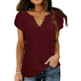thumbnail image 6 of TEMOFON Women Tops Summer T-Shirts Short Sleeve Casual V Neck Tops Dressy Ruffle Sleeve Tunic Tops Cute Loose Ladies Blouses, 6 of 7
