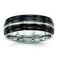 thumbnail image 1 of Acier Inoxydable Poli IP Noir Bordé Anneau 12 Taille, 1 of 6
