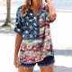 thumbnail image 2 of Vestidos Casuales Para Mujer, Blusas De Mujer De Moda Camiseta holgada de verano de manga corta con cuello en V y botones para mujer, 2 of 4