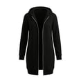 thumbnail image 4 of QIYAGBSA Hoodies for Women Zip Up Longline Hooded Sweatshirt with Front Pockets Casual Fall Winter Outerwear (Black, M), 4 of 7