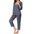 thumbnail image 4 of Unique Bargains Women’s Satin Pajama Lace Trim Night Suit Lounge Sleepwear Sets, 4 of 6