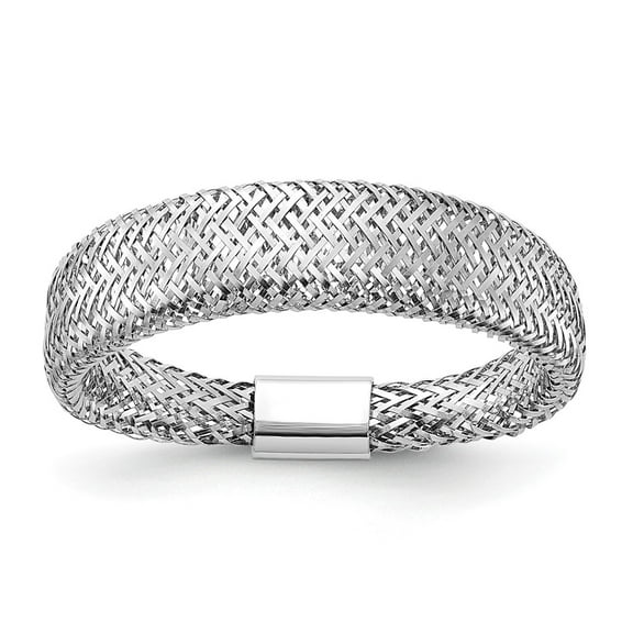 14K w/Rhodium Mesh Tapered Stretch Ring
