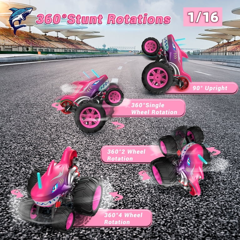 Wisairt Remote Control Monster Truck, 1:16 Shark RC Stunt Car