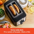 thumbnail image 3 of BELLA tostador de 2 rebanadas con apagado automático, ranuras extra anchas y bandeja extraíble para migas y función de cancelación, descongelación y recalentamiento, pan tostado, bagel y gofre, negro, 3 of 5