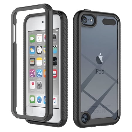 iPod Touch 7th Generation Case, iPod Touch 6th/5th Gen Case, Dteck Built-in Screen Protector Full Body Rugged Shockproof Case Hard Protective Cover for Apple iPod Touch 7th/6th/5th Gen,Black