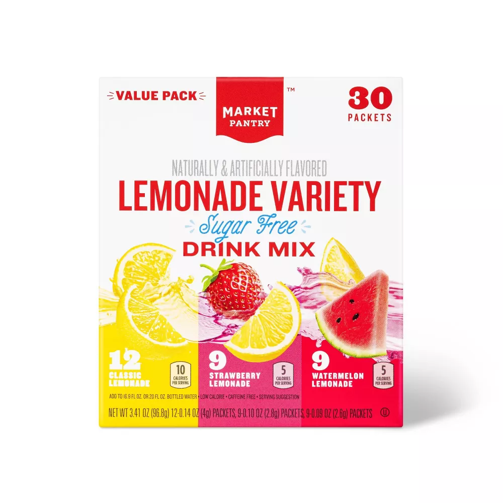 Lemonade Variety SugarFree Drink Mix 30ct Market Pantry