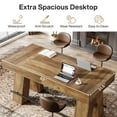 thumbnail image 6 of Tribesigns 63" Bar Table, Industrial Counter Height Pub Table, Bar Height Table with Metal Footrest, Rectangular High Top Dining Counter Tables with Wood Pedestal for Kitchen, Rustic Brown, 6 of 9