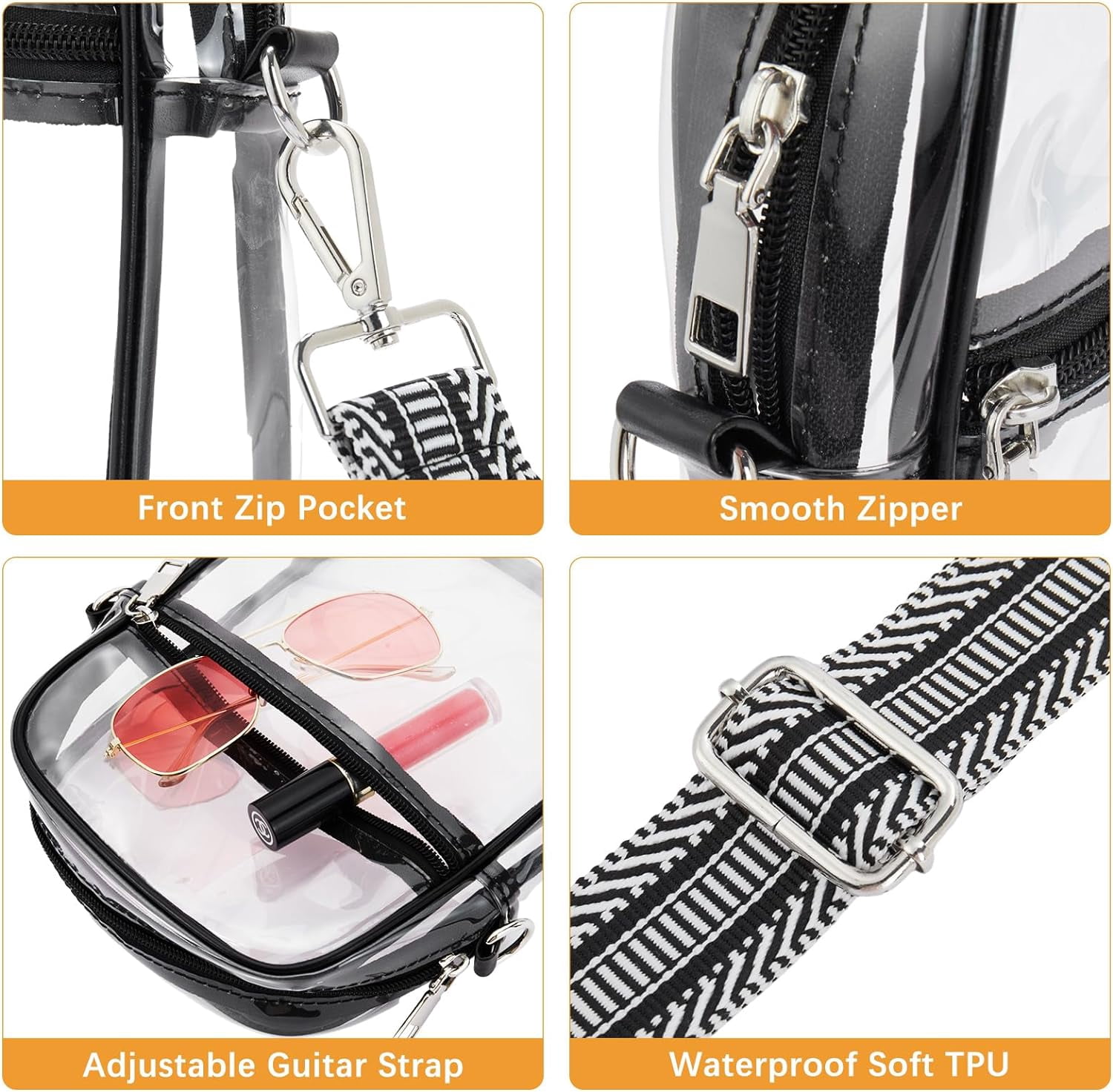 Clear Purses for Women Stadium Approved Clear Bags Small Crossbody Bags Trendy for Concerts Sports